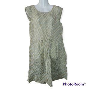 Anthropologie Meadow Rue Konza Green Eyelet Dress sz 10
